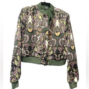 Tahari satin paisley bomber jacket NWOT
